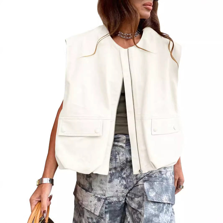 Damen stylische Utility-Weste mit Reißverschluss Drune