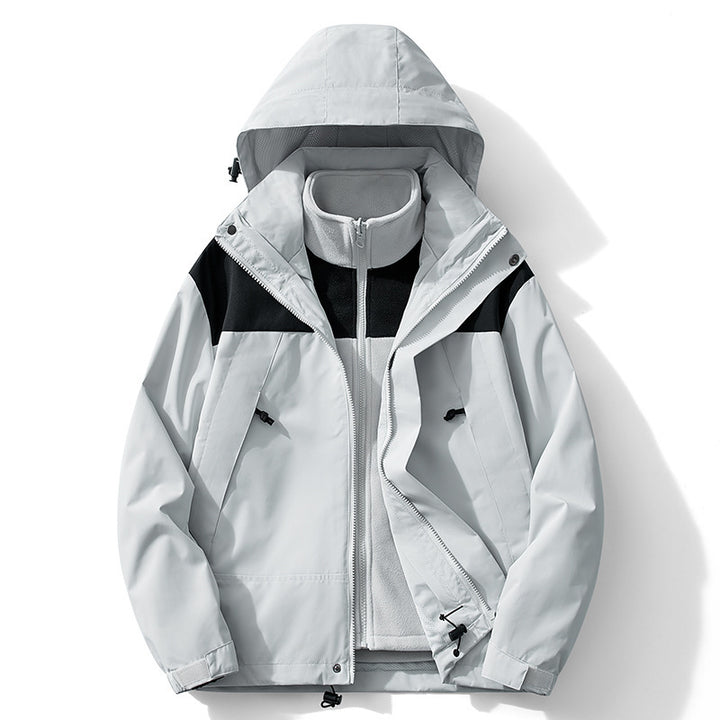 Herren zweilagige wasserdichte Outdoorjacke mit herausnehmbarer Fleece‑Innenjacke Drune