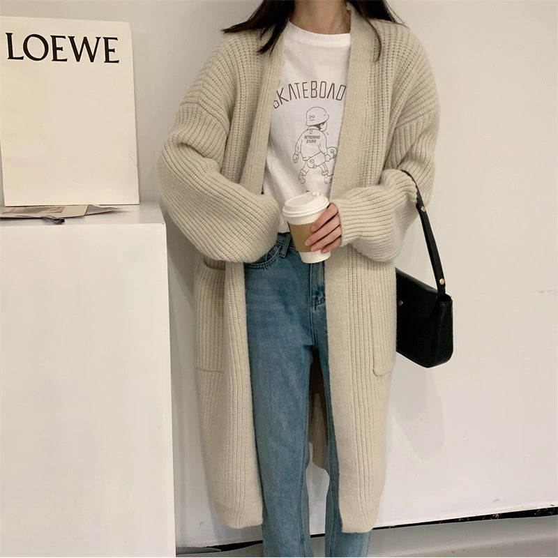 Damen Übergröße Strickcardigan mit lässigem Schnitt und Taschen Drune