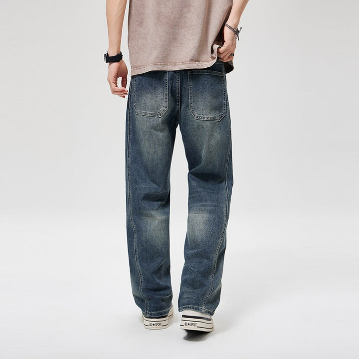 Herren Baggy-Denimhose mit hoher Bundhöhe, softem Stretch & Vintage-Finish Drune