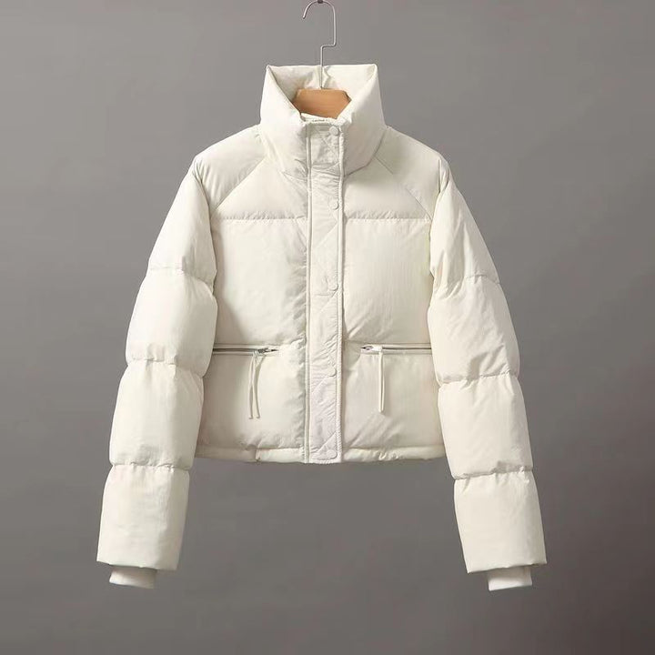 Damen nan cropped Steppjacke mit hohem Stehkragen, verdeckter Frontleiste und eingearbeiteten Reißverschlusstaschen Drune