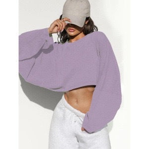 Damen lässiger Crop-Pullover Drune