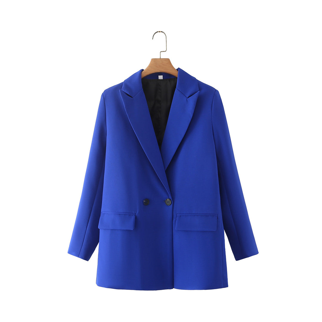 Damen nan taillierter Longblazer im Oversize-Look mit Reverskragen und Pattentaschen Drune