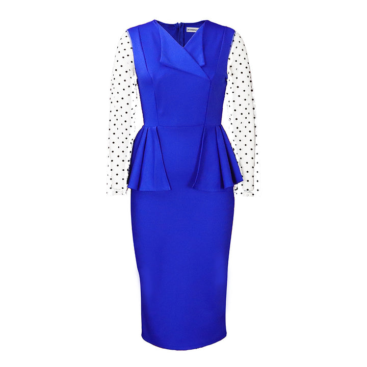 Damen Elegantes Business-Kleid mit Puffärmeln Drune