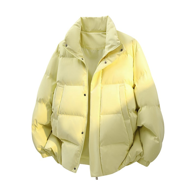 Herren Kurz geschnittener Oversize-Puffer mit Stehkragen, Druckknopfblende und verdecktem Reißverschluss Drune
