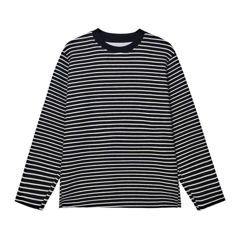 Unisex Lässiges gestreiftes Langarm-T-Shirt Drune