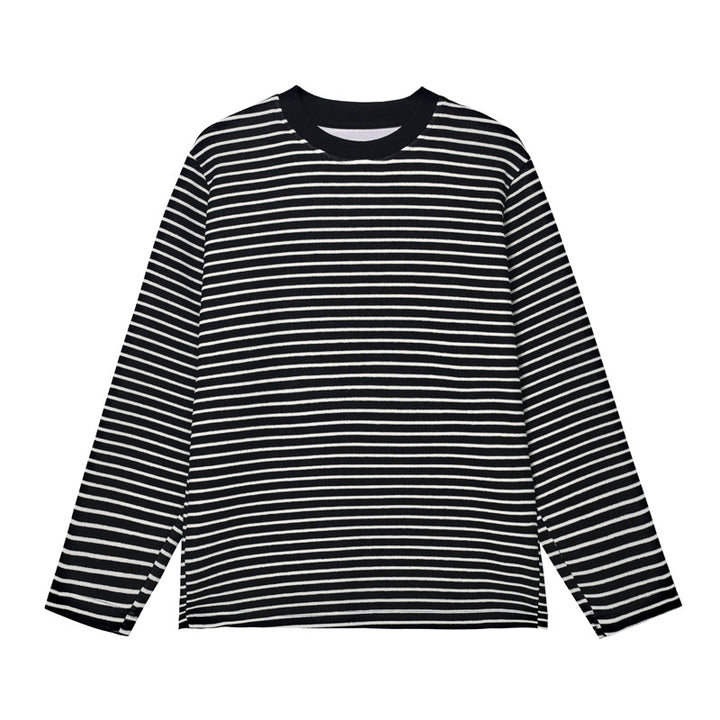 Unisex Lässiges gestreiftes Langarm-T-Shirt Drune