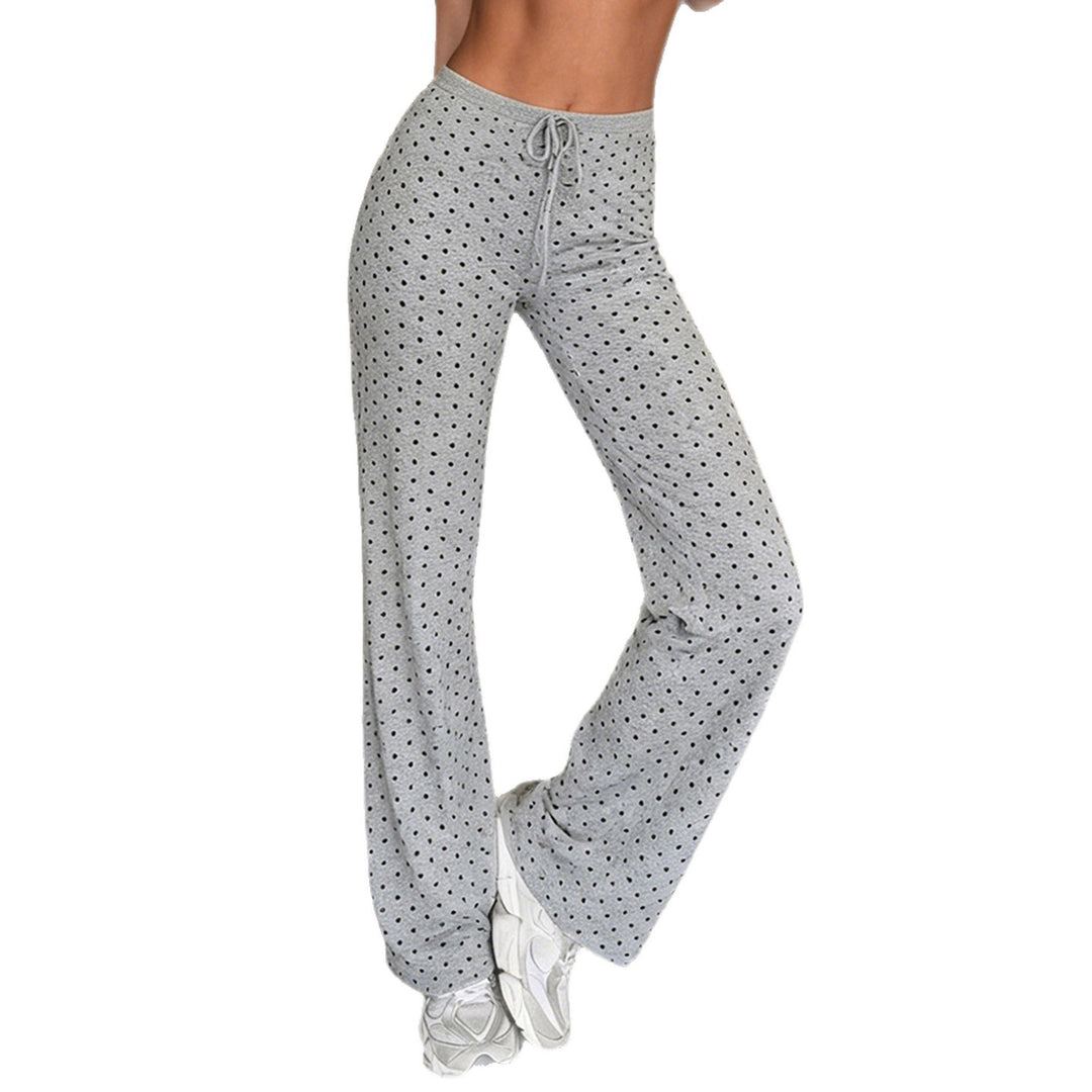 Damen Weite Lounge‑Hose mit Tunnelzug, hoher Taille und Polka‑Dot Struktur Drune