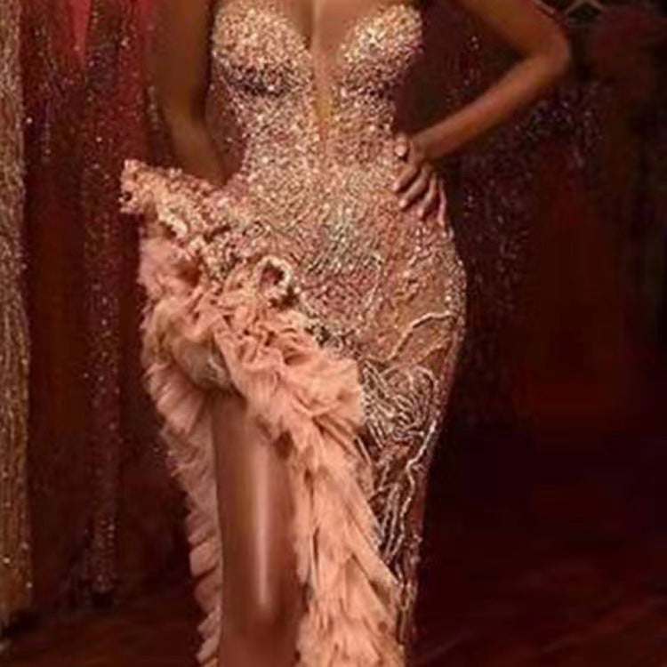 Drune | Gold Silhouette Temperament Pendel Paillettenkleid