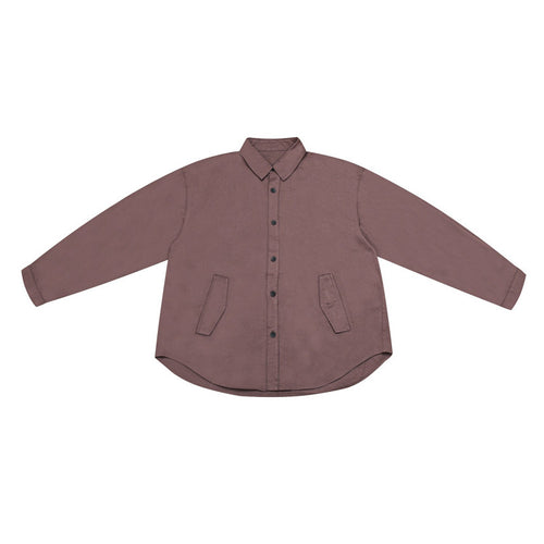 Unisex Weite Hemdjacke im Overshirt‑Cut mit abgerundetem Saum und schrägen Pattentaschen Drune