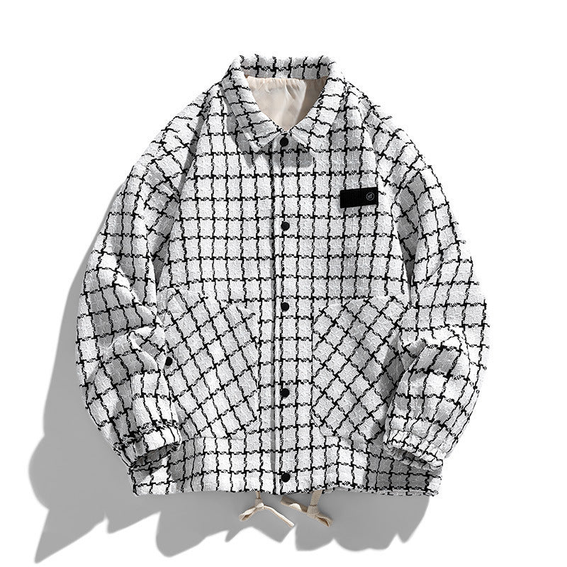 Herren Gepolsterte Coach‑Jacke mit geometrischem Muster und Kontrastbrusttasche Drune