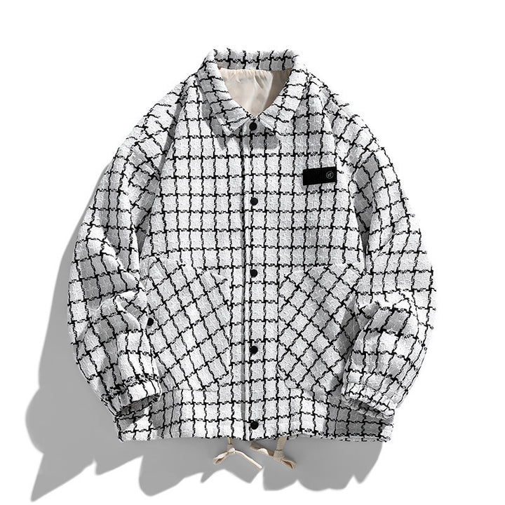 Herren Gepolsterte Coach‑Jacke mit geometrischem Muster und Kontrastbrusttasche Drune