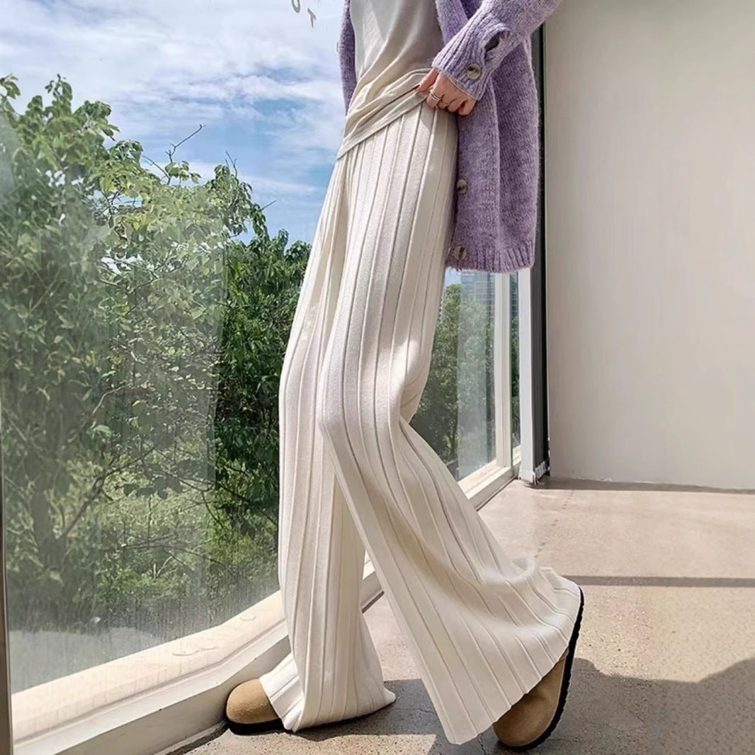 Damen weite Hosen mit vertikalem Streifendesign und elastischem Bund Drune