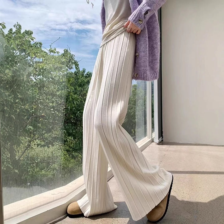 Damen weite Hosen mit vertikalem Streifendesign und elastischem Bund Drune