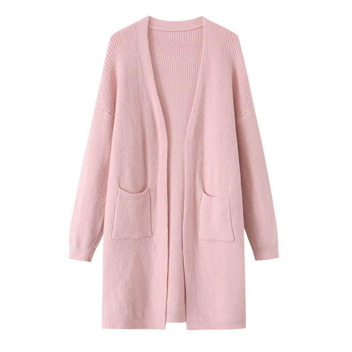 Damen Langer Oversize Strickcardigan mit aufgesetzten Taschen Drune