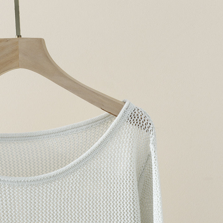Damen Lockerer Feinstrick-Pullover mit U-Boot-Ausschnitt und Waffelstruktur Drune