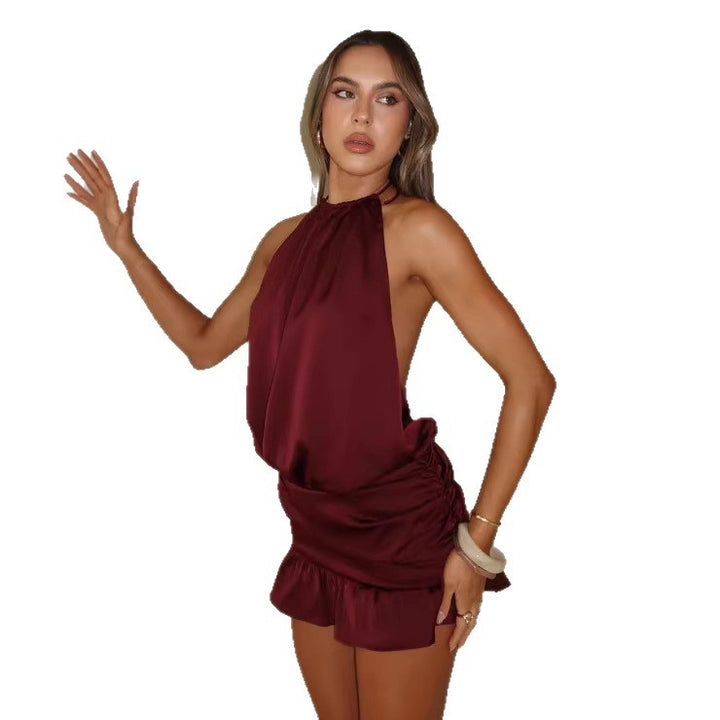 Damen verspieltes Minikleid mit raffinierten Rüschen und Bindedetail Drune