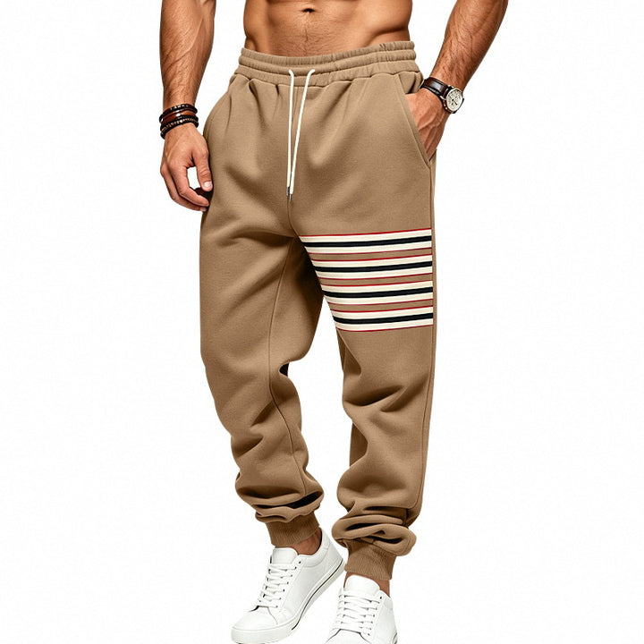 Herren Jogginghose mit seitlichem Streifen-Panel, elastischem Bund und Rippbündchen Drune