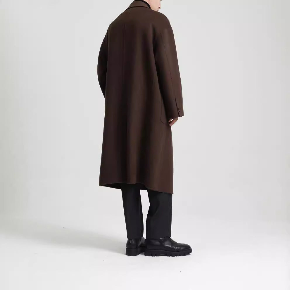 Herren Oversize Doppelreiher Wollmantel mit weitem Schnitt und klassischem Revers Drune