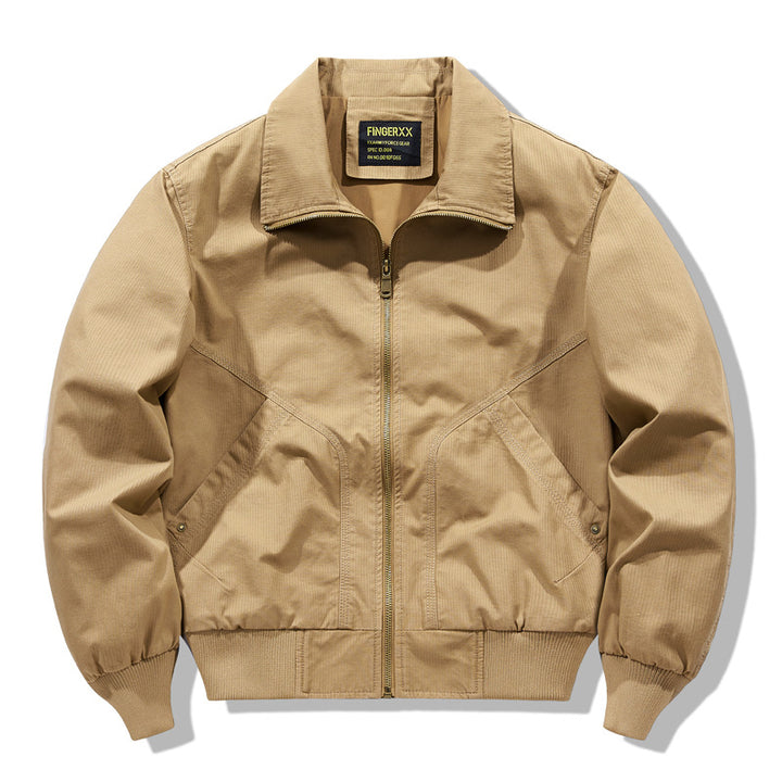 Men's  zip-front collared micro-ripstop bomber with angled seam hand pockets and elasticated cuff hem Drune