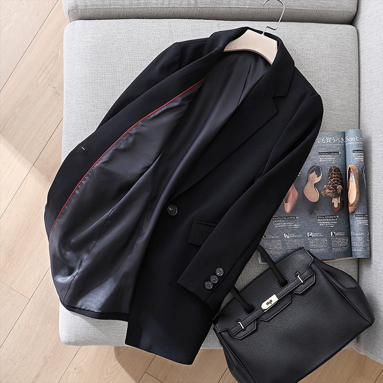 Damen Taillierter Ein-Knopf-Longblazer mit Reverskragen und Pattentaschen Drune