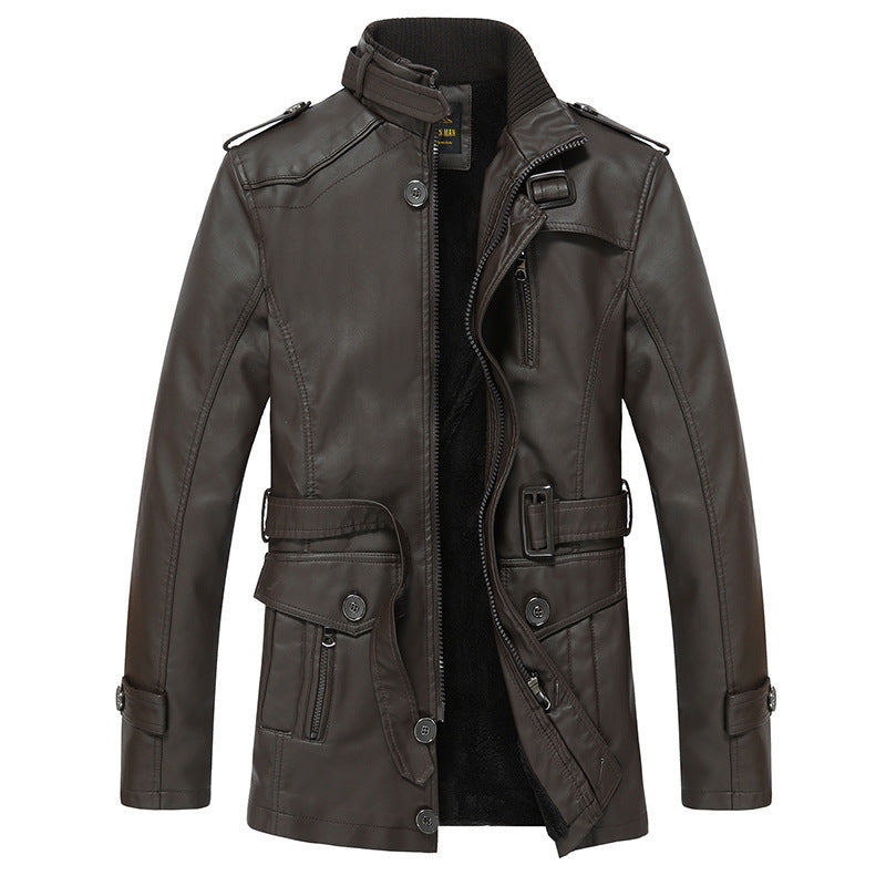 Herren Modische Kunstlederjacke mit praktischen Taschen Drune