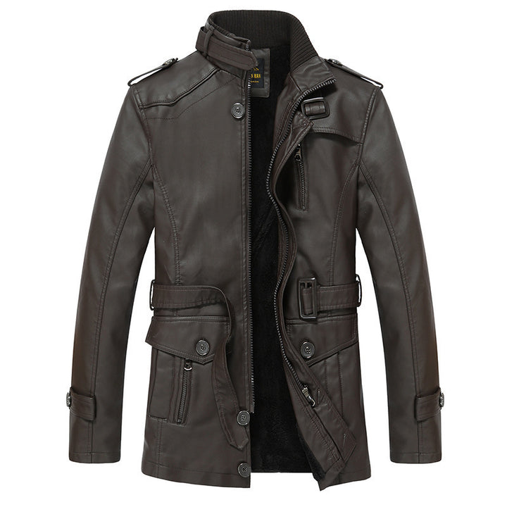 Herren Modische Kunstlederjacke mit praktischen Taschen Drune