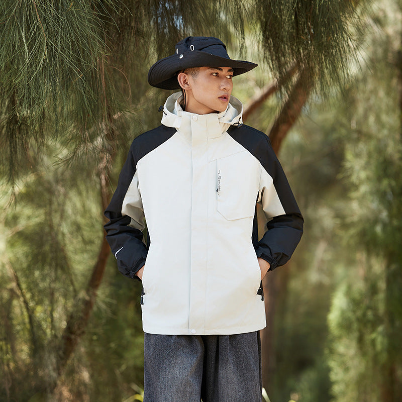 Herren Zwei-in-Eins detailreiche Outdoor-Shelljacke mit abnehmbarer Microfleece-Innenjacke Drune