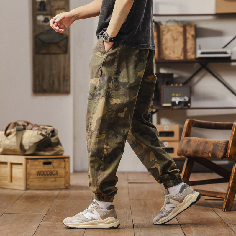 Herren Camouflage Cargohose im Jogger‑Stil mit Tunnelzugbund und elastischen Bündchen Drune