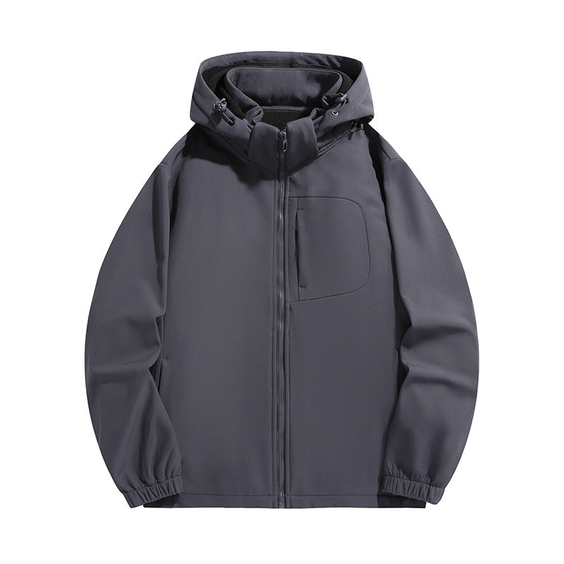 Herren Leichte Softshell‑Kapuzenjacke mit wasserabweisender Membran und Brusttasche Drune