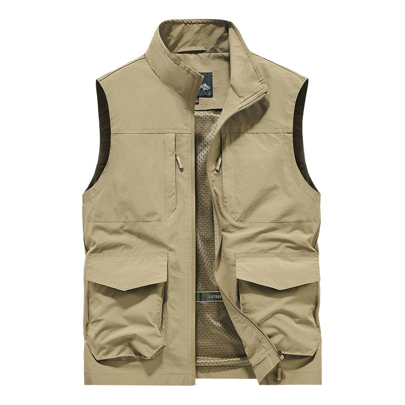 Herren Utility-Outdoorweste mit Multifachtaschen, Mesh-Futter & Stehkragen Drune