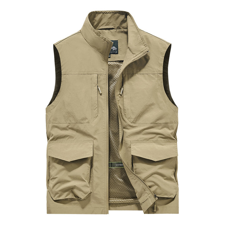 Herren Utility-Outdoorweste mit Multifachtaschen, Mesh-Futter & Stehkragen Drune