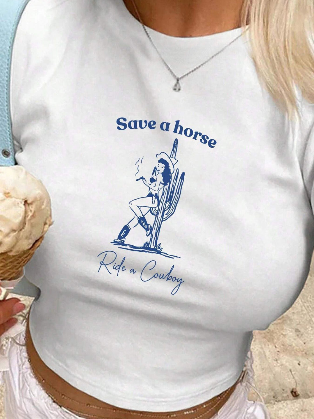 Damen Crop-T-Shirt mit kreativem Nostalgie-Druck und lässigem Schnitt Drune