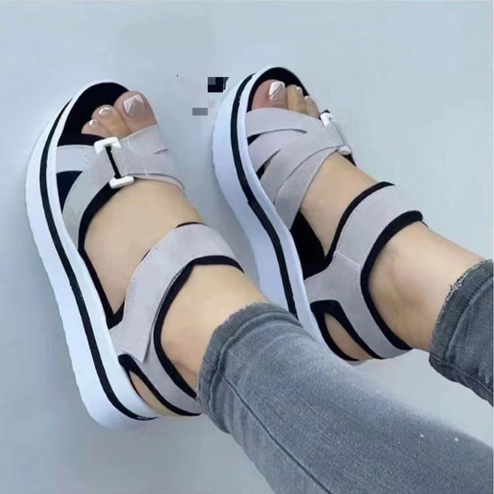 Damen  sportliche Keil-Sandalen mit verstellbaren Klettverschlüssen und gepolstertem Komfort-Fußbett Drune