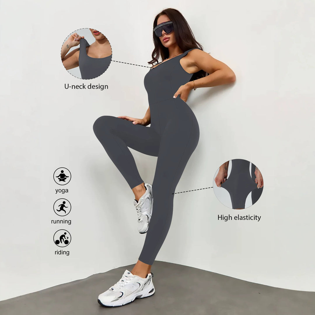 Damen Shaping-Yoga-Einteiler mit Push-Up-Bust, Taillenformung und Po-Lifting Drune