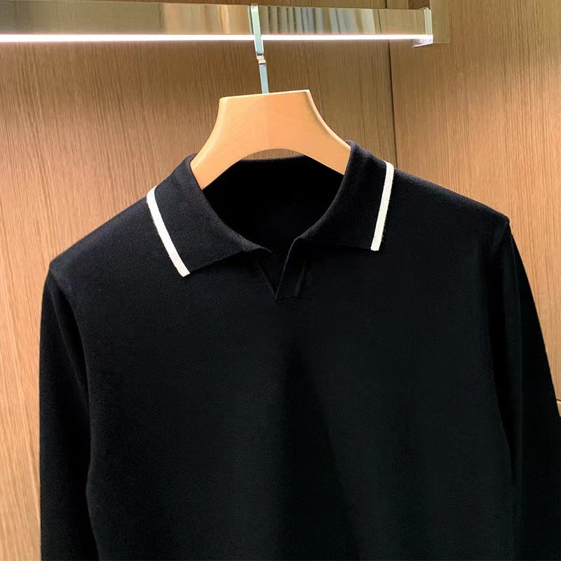 Herren Elegantes Langarm Poloshirt Drune