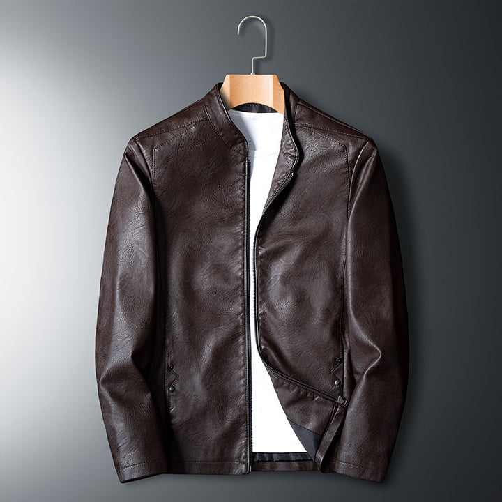 Herren Modische Kunstlederjacke mit Steppdetails Drune