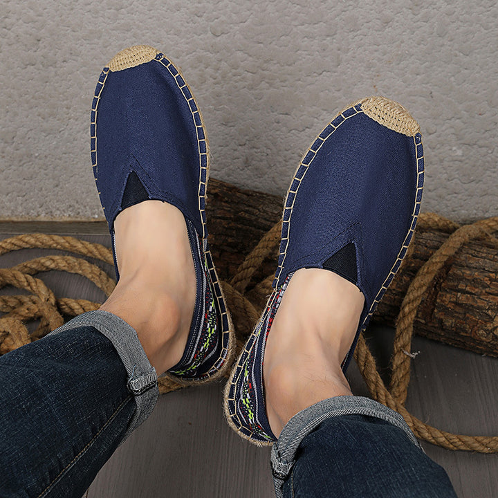 Damen Espadrilles-Slipper aus Canvas mit gewebtem Fersenbereich und geflochtener Jute-Sohle Drune