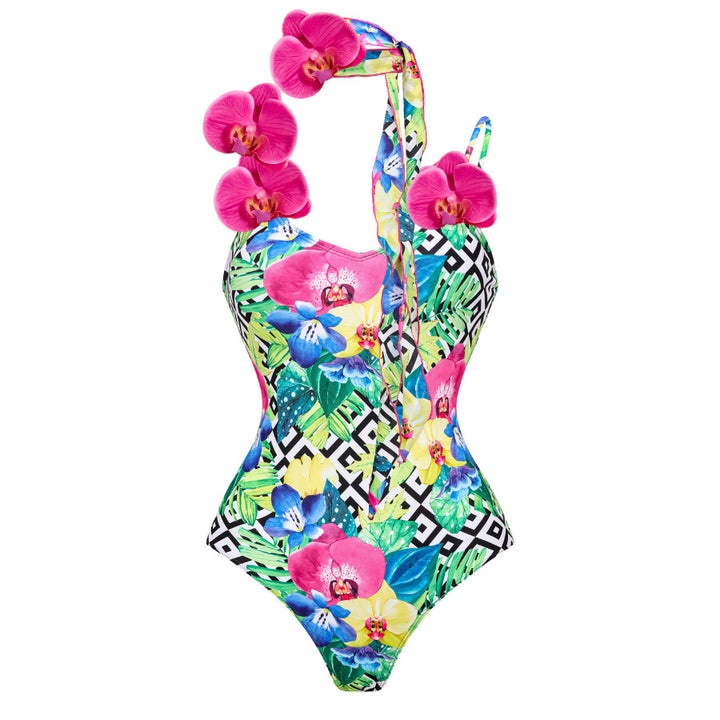 Damen Blumenmuster Badeanzug und Rock Set Drune