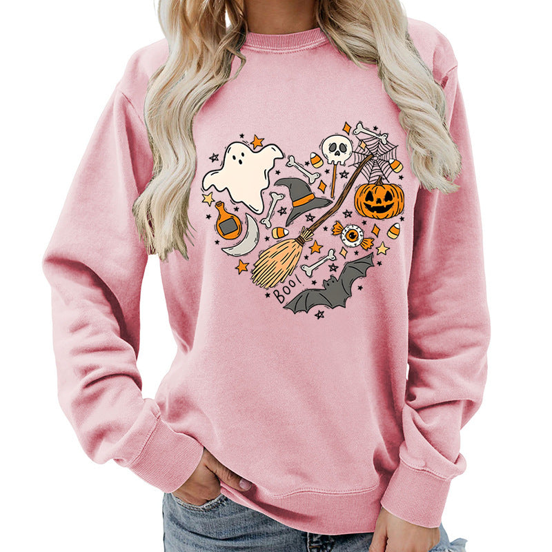 Damen Halloween Sweatshirt mit kreativem Motiv Drune