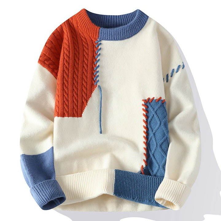 Unisex nan strukturierter Oversize-Strickpullover mit Zopfmuster und dekorativer Steppnaht Drune