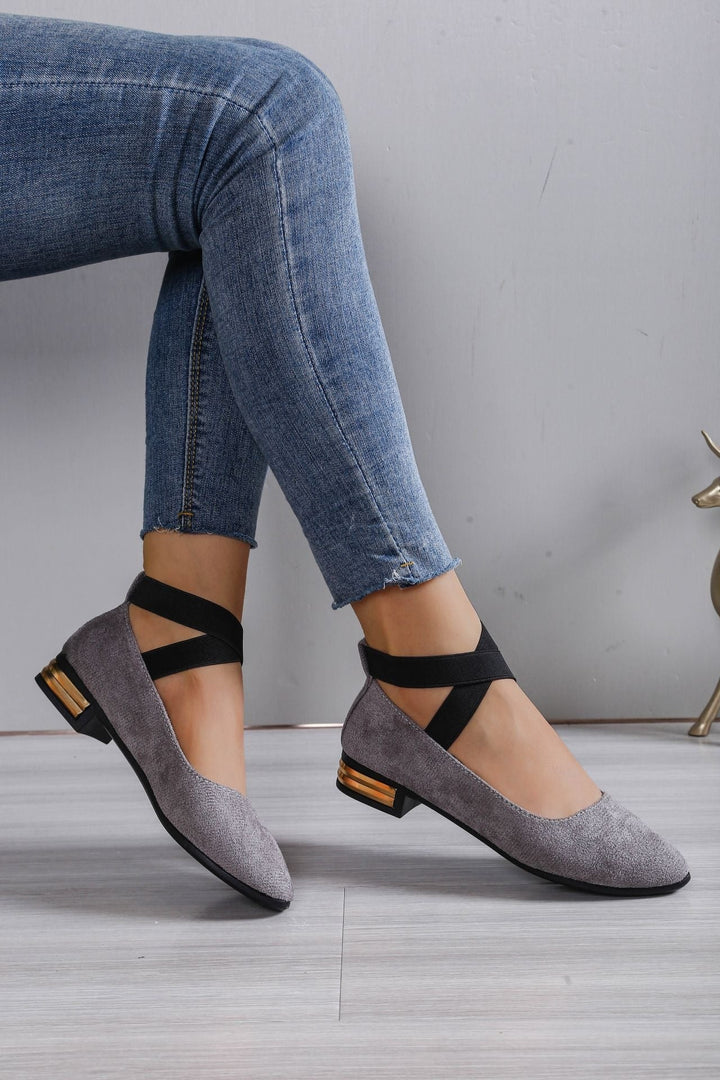 Damen Elegante Ballerinas mit elastischem Riemchen Drune
