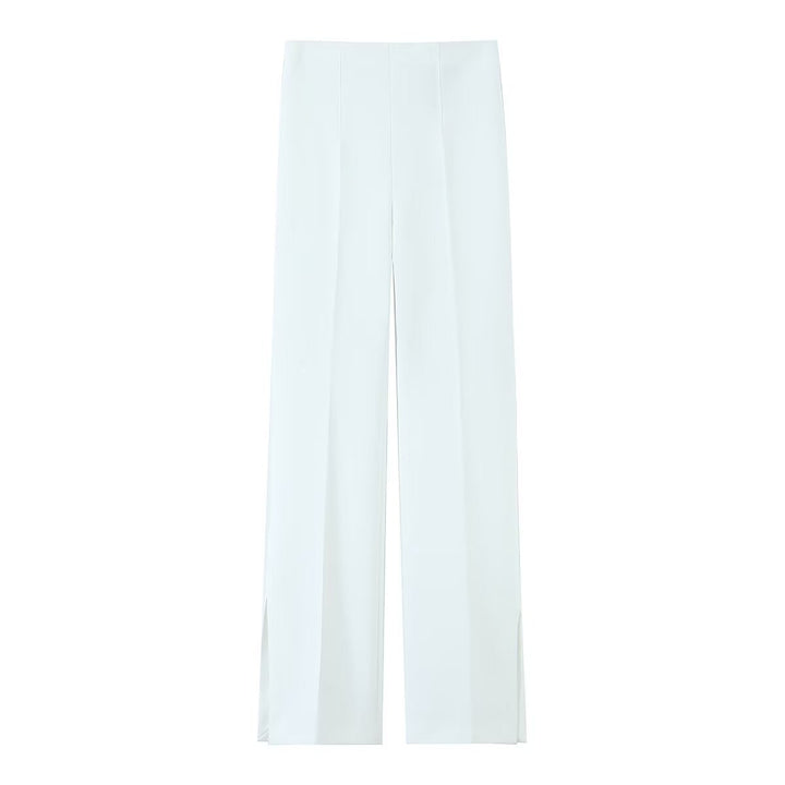 Damen Weite High‑Waist‑Hose mit Bundfalte und seitlichen Beinschlitzen Drune