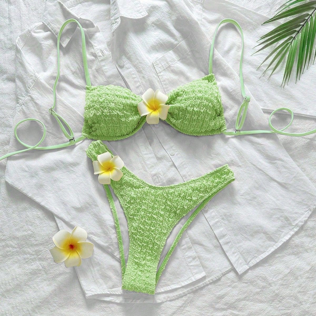 Damen Hochgeschnittenes Bikiniunterteil mit strukturierten Rüschen Drune