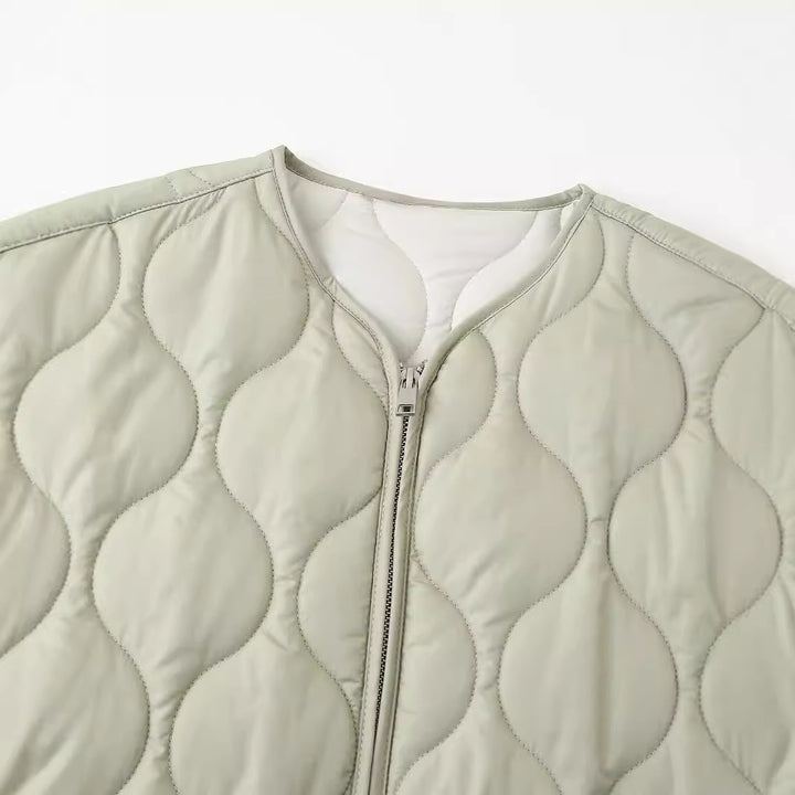 Damen nan gesteppte Oversize-Steppjacke mit Rundhalsausschnitt und großen aufgesetzten Taschen Drune