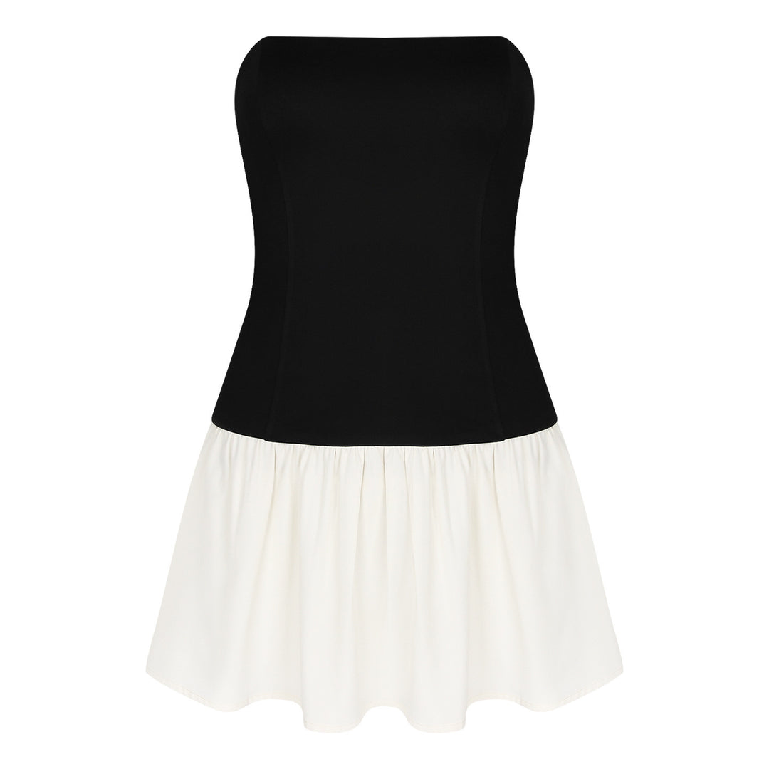 Damen Bandeau Kleid mit Rüschensaum Drune