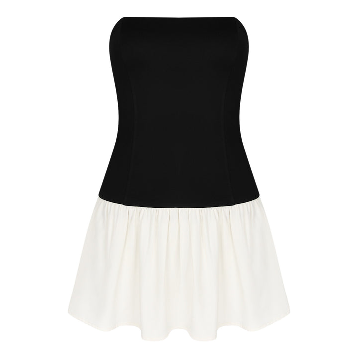 Damen Bandeau Kleid mit Rüschensaum Drune