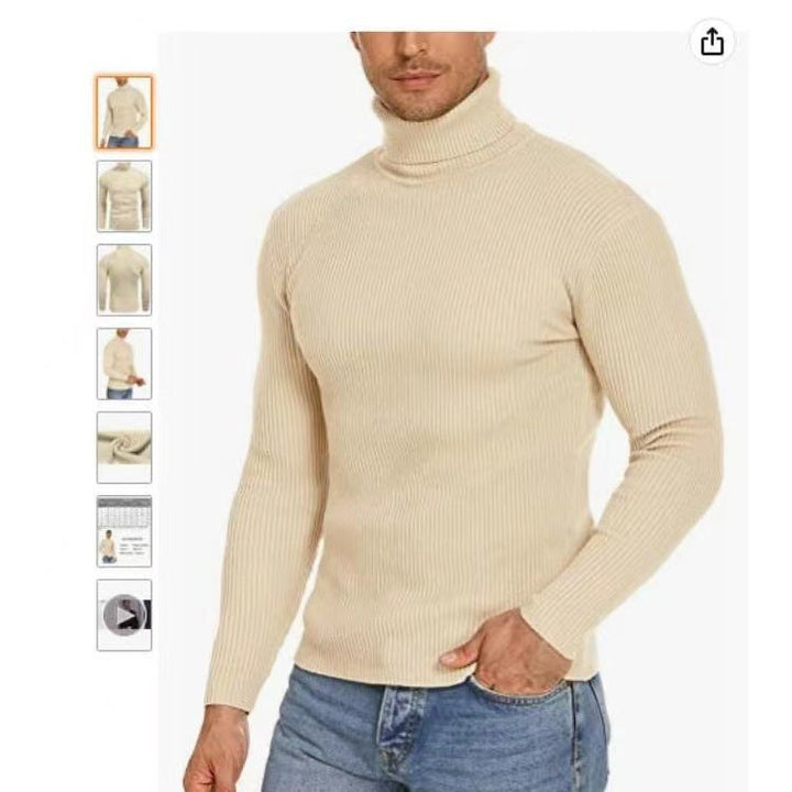 Herren Stehkragen Pullover aus ribbeltem Strick Drune