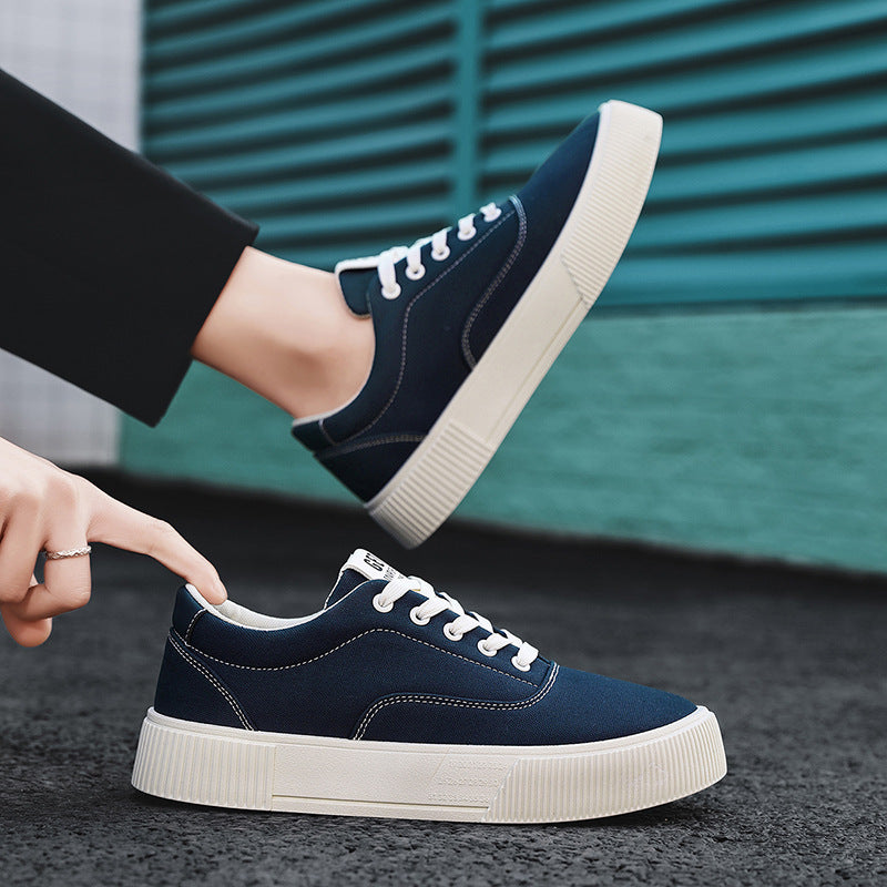 Unisex Leichter Canvas-Low-Top Sneaker mit dicker Plateau-Gummisohle Drune