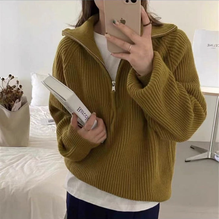 Damen kuscheliger Hoodie mit hochschließendem Reißverschluss Drune